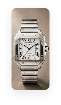 Square-faced luxury silver wristwatch